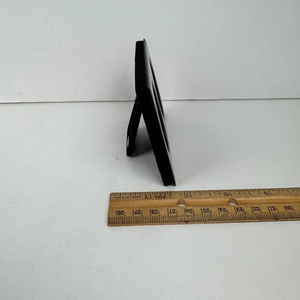 Vtg Mini Tabletop Double Oval Picture Frame Black Gold Accents Art Deco MCM READ
